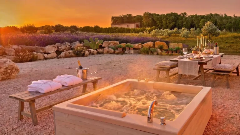 Terre di Vulci hot tub at sunset 768x432